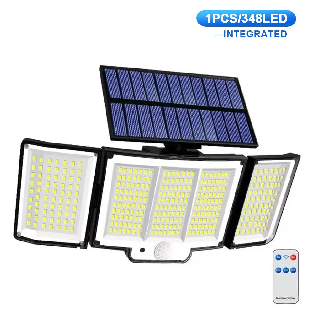 Norvo | Solar Wall Light LumoGuard 318LED | Bevegelsessensor & 3 Belysningsmoduser | IP65 Vanntett for Hage, Terrasse & Gjerde