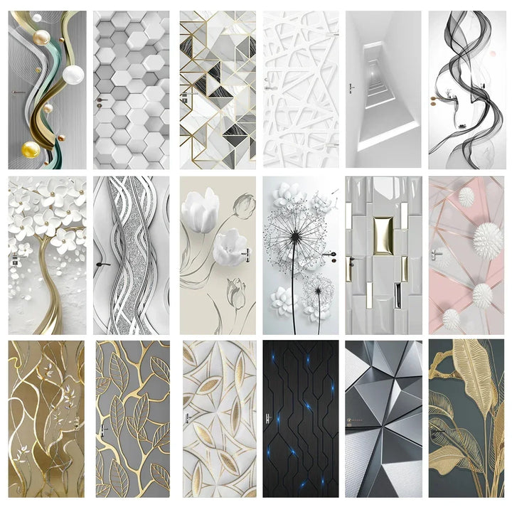 Modern Abstract Pearl Geometric Door Sticker Mural Removable PVC Vinyl Peel N Stick Wall Art Mural Sticker for Indoor Doors Creative DIY Home Deco | Skanto