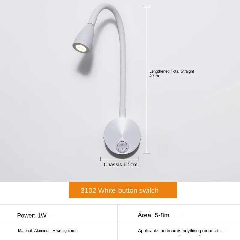 Skanto | Allsidig LED Vegglampe: Moderne, Fleksibel, Perfekt for å Lese i Sengen