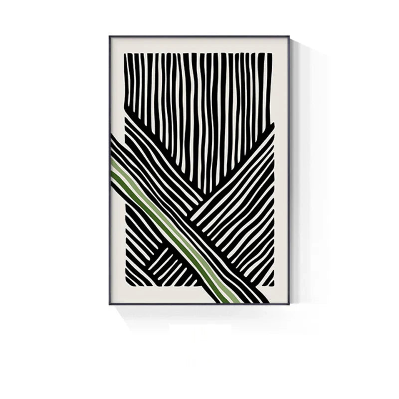 Abstract Green Geometric Line Art Wall Art Fine Art Canvas Prints Pictures for Modern Apartment Living Room Home Office Art Decor | Skanto
