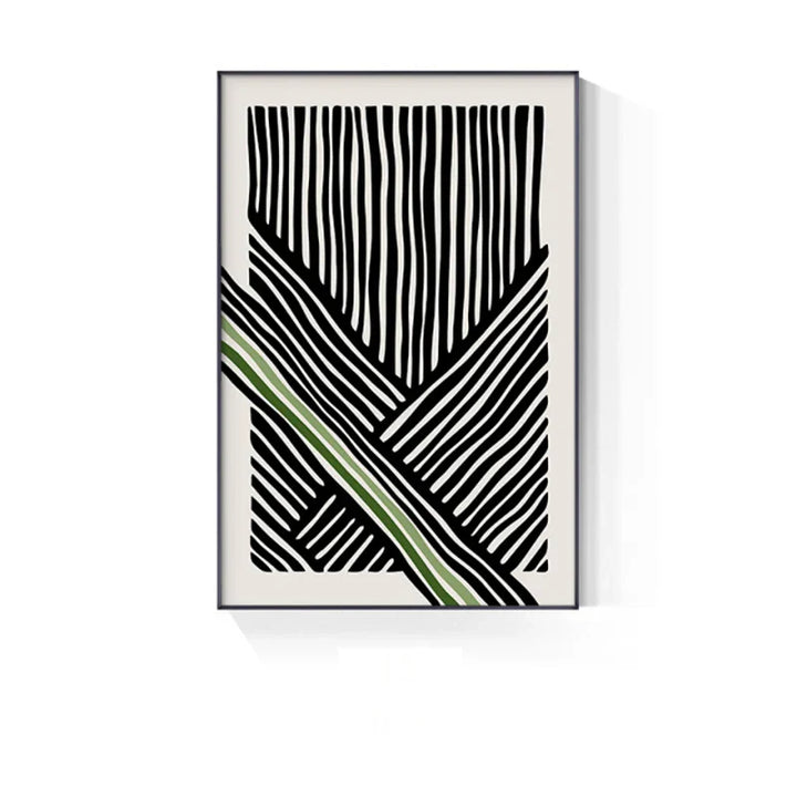 Abstract Green Geometric Line Art Wall Art Fine Art Canvas Prints Pictures for Modern Apartment Living Room Home Office Art Decor | Skanto