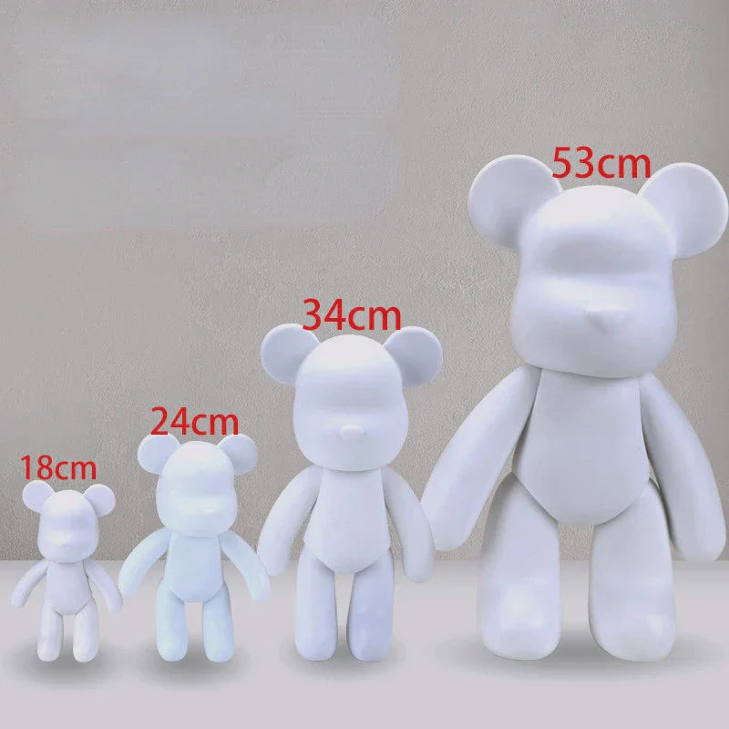 Norvo | Graffiti Malt Fluide Voldsom Bamse Hvit Kropp Ornamenter DIY Håndlaget Personlig Modell Hjemme Skrivebordsdekorasjon Tilbehør Ny
