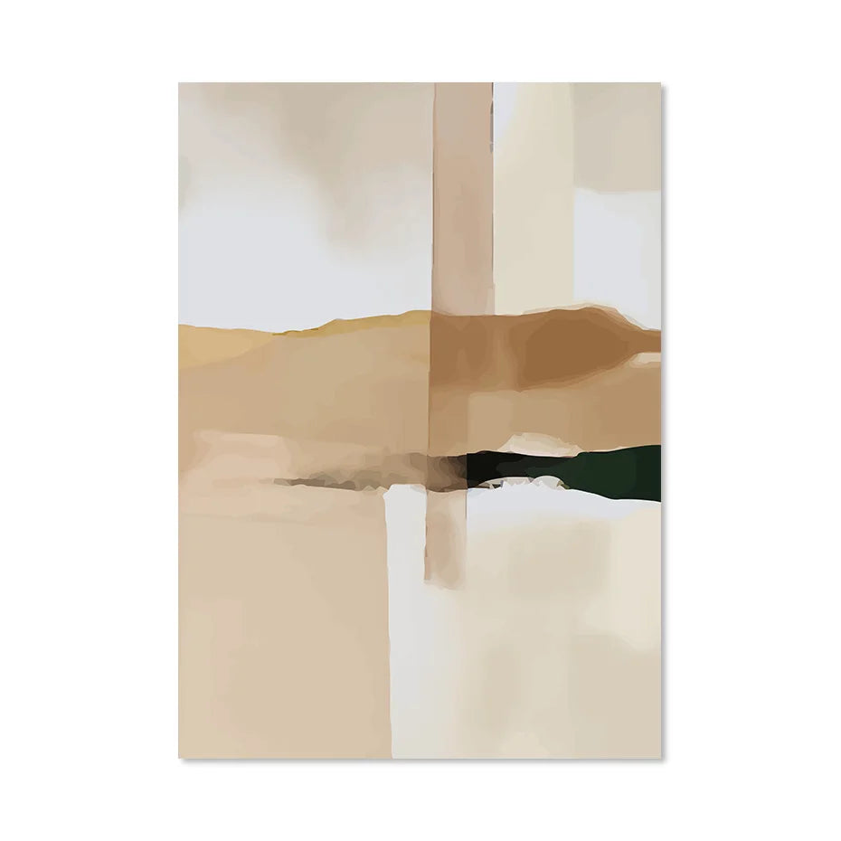 Neutral Color Block Beige Black Wall Art Fine Art Canvas Prints Modern Abstract Pictures for Living Room Bedroom Art Decor | Skanto