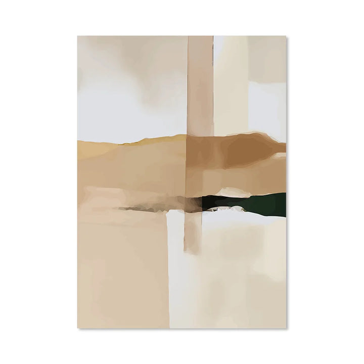 Neutral Color Block Beige Black Wall Art Fine Art Canvas Prints Modern Abstract Pictures for Living Room Bedroom Art Decor | Skanto