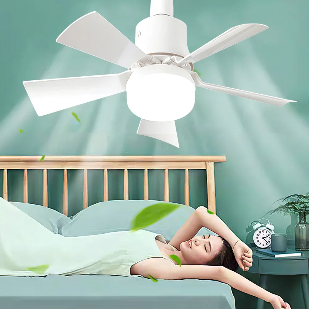30W E27 Takvifte Lys med Fjernkontroll - LED Dimming Funksjon, Intelligent Stille Vifte for Soverom & Stue | Skanto