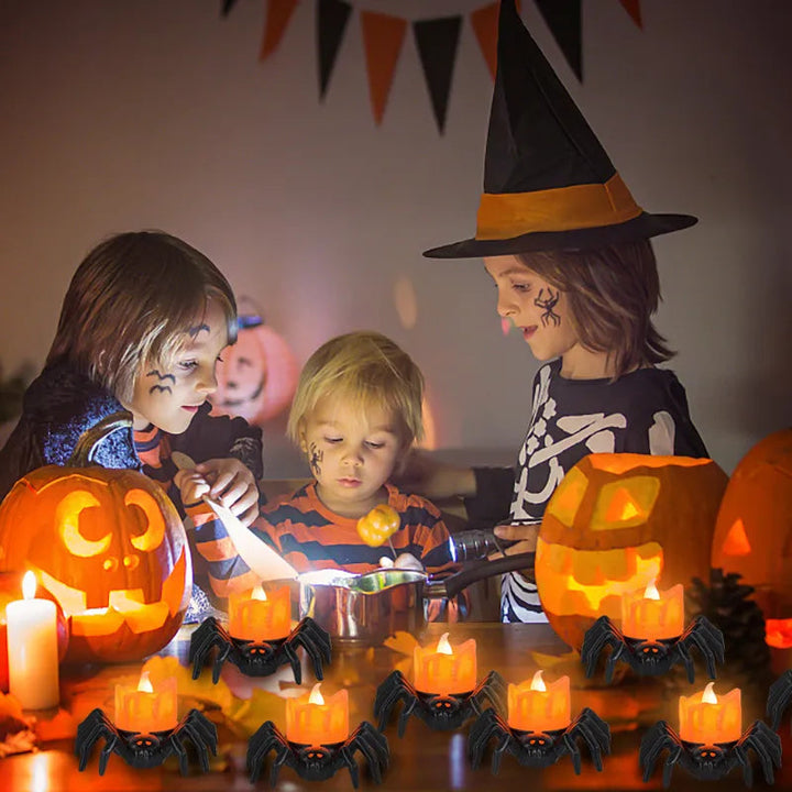 Skanto | ️Halloween Edderkopp Te-lys Spooky Elektrisk Flakkende Kunstige Lys