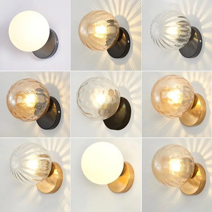 GleamGold - Luksus Gull Vegglampe med Glass Skanto