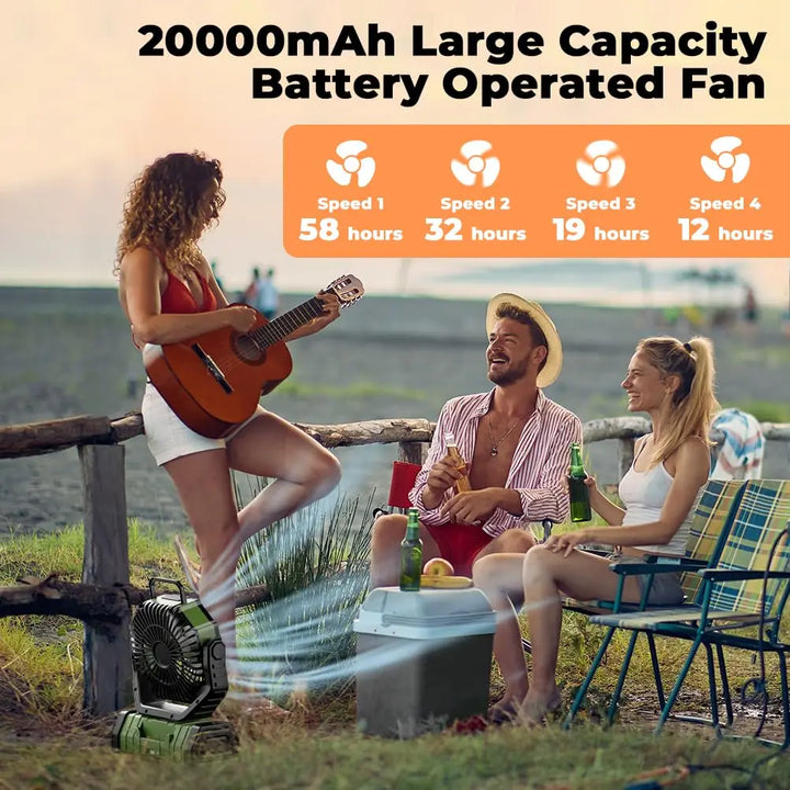 Campingvifte med 20 000mAh batteri, LED-lys og fjernkontroll – AirMate | Skanto