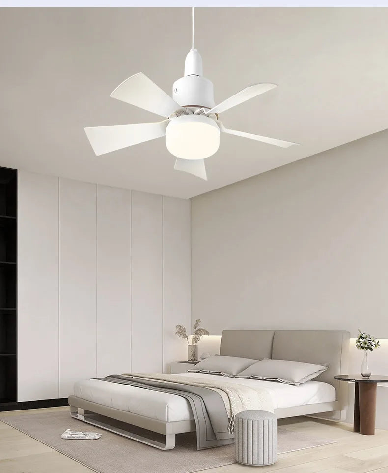 30W E27 Takvifte Lys med Fjernkontroll - LED Dimming Funksjon, Intelligent Stille Vifte for Soverom & Stue | Skanto