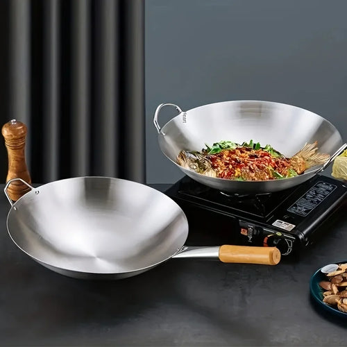 ChefMaster – Stor rustfritt stål wok med dobbel håndtak Skanto