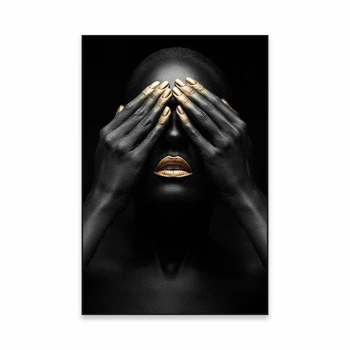 Golden Girl Fashion Wall Art Fine Art Canvas Prints Modern Abstract Portrait Pictures For Living Room Bedroom Boutique Lounge Art Decor | Skanto