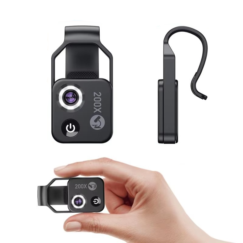 Skanto | 200X Zoom Profesjonell Mikroskop Linse for Smarttelefoner med Klype
