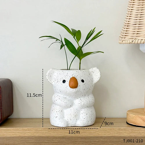 Skanto | Koalina Koala Plantekrukke | Søt Dekorativ Plantepotte Laget av Harpiks | Mini Vase for Sukulenter & Bonsai | Håndlaget Hage & Hjemmeinnredning