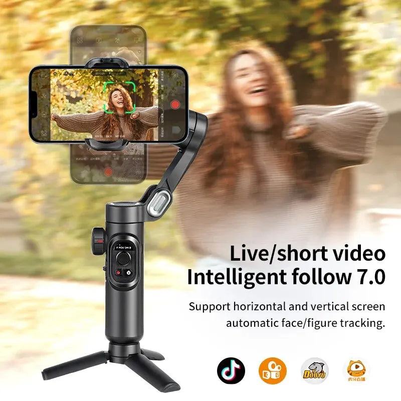 Skanto | 3-aksers smartphone gimbal stabilisator med AI-sporing og ansiktsgjenkjenning – Alvion