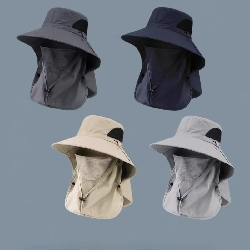 Skanto | UV-beskyttelse utendørs solhatt med bred brim og nakkeflapp for fotturer, fiske og camping