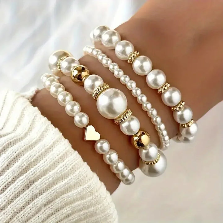 Skanto | Dristig gullbelagt perle armbåndstabel