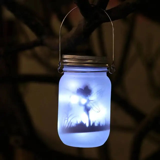 Skanto | Glass Fairy Lamp - Solar Mason Jar Lantern, IP65 Vanntett Utendørs Hengelykt