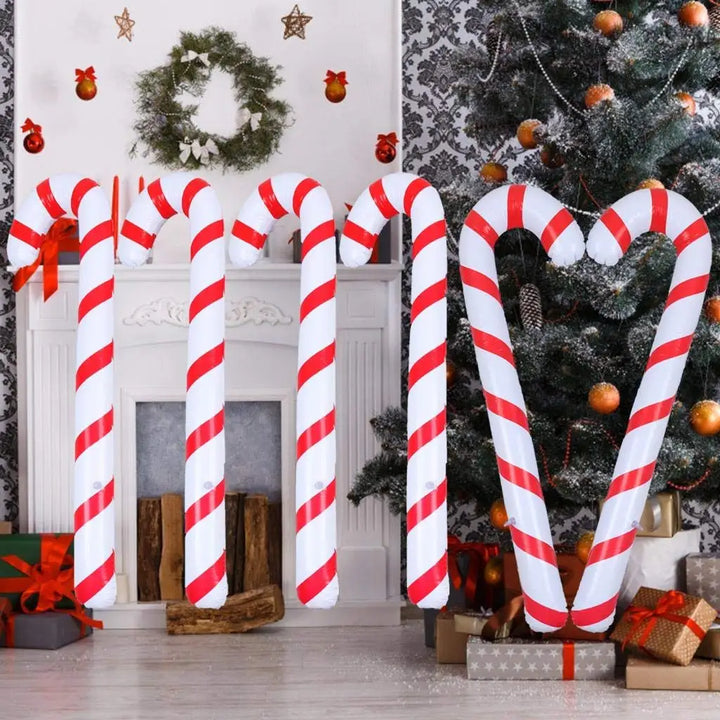 Skanto | CandyFest Oppblåsbare Julegodter – Sett med 4 PVC Dekorasjoner på 87 cm