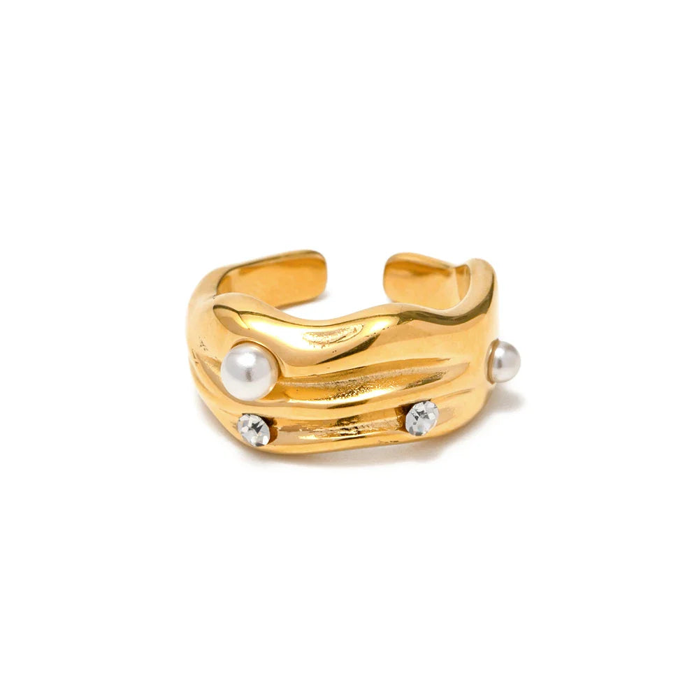 Skanto | Teksturert Perle & Diamant Akzentert Ring