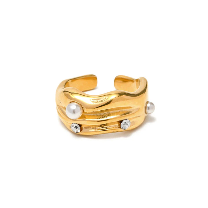 Skanto | Teksturert Perle & Diamant Akzentert Ring