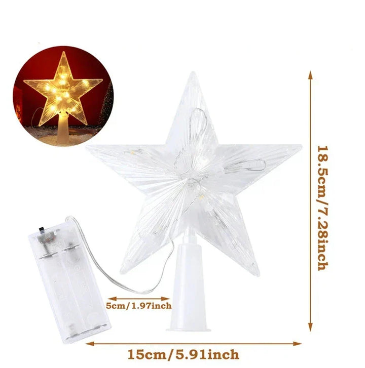 Lysende julegave – LED-belyst juletre topp for juletre, glitrende juledekorasjon for festbelysning og elegant dekor | Skanto