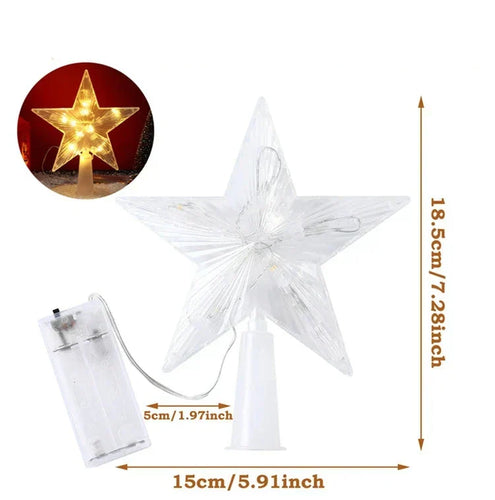 Lysende julegave – LED-belyst juletre topp for juletre, glitrende juledekorasjon for festbelysning og elegant dekor | Skanto