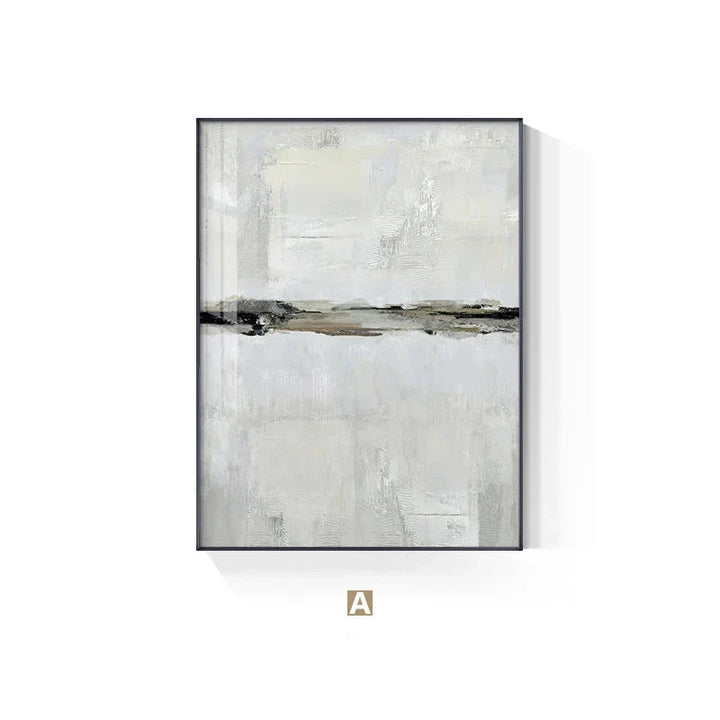Minimalistisk beige-grå fargeblokk abstrakt veggkunst Fine Art lerretstrykk bilder for moderne leiligheter stue soverom moderne interiør | Skanto