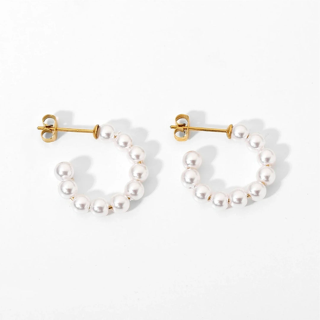 Skanto | Elegant C Hoop Perle Øredobber