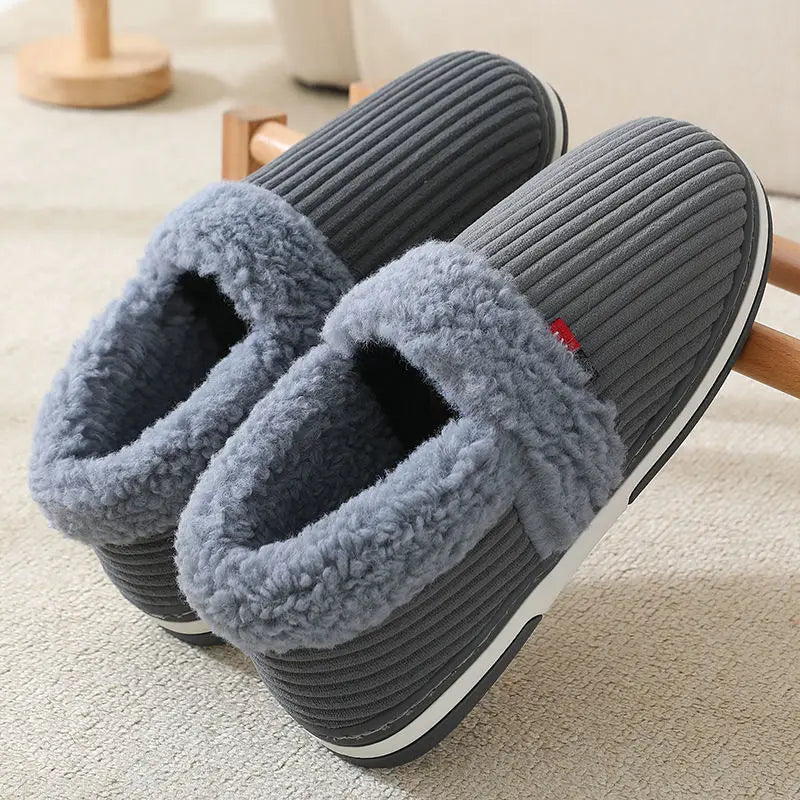 Norvo | Nordhavn | Vinter Kose Husholdningsk slippers for Par | Fluffy Bomullss slippers med Hælpolstring | Rutsjefri, Varme & Myke – Kvinner & Menn Husholdningsk slippers