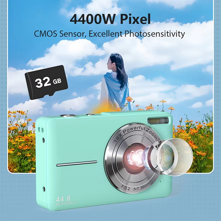 Skanto | Høyoppløselig digitalt kamera for barn - 1080P HD, 44MP med 16X zoom