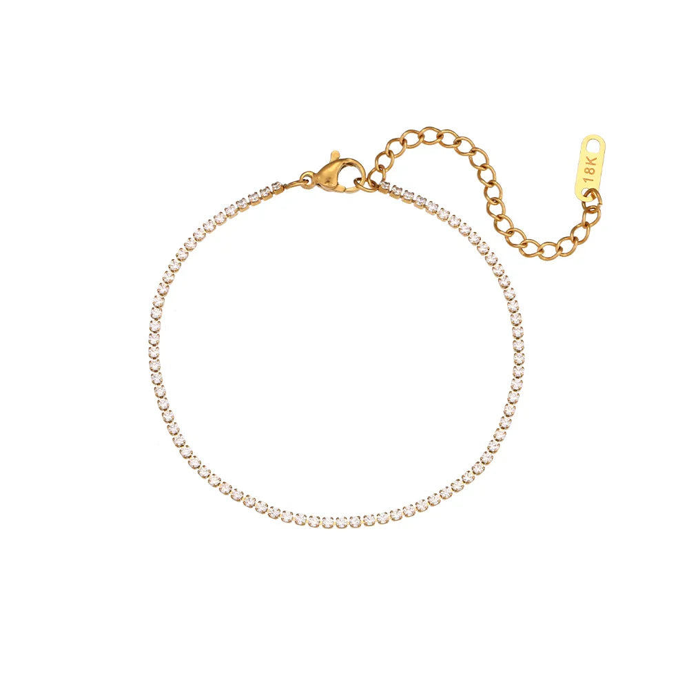 Skanto | 2mm Delikat Tenniskjede Armbånd og Halskjede