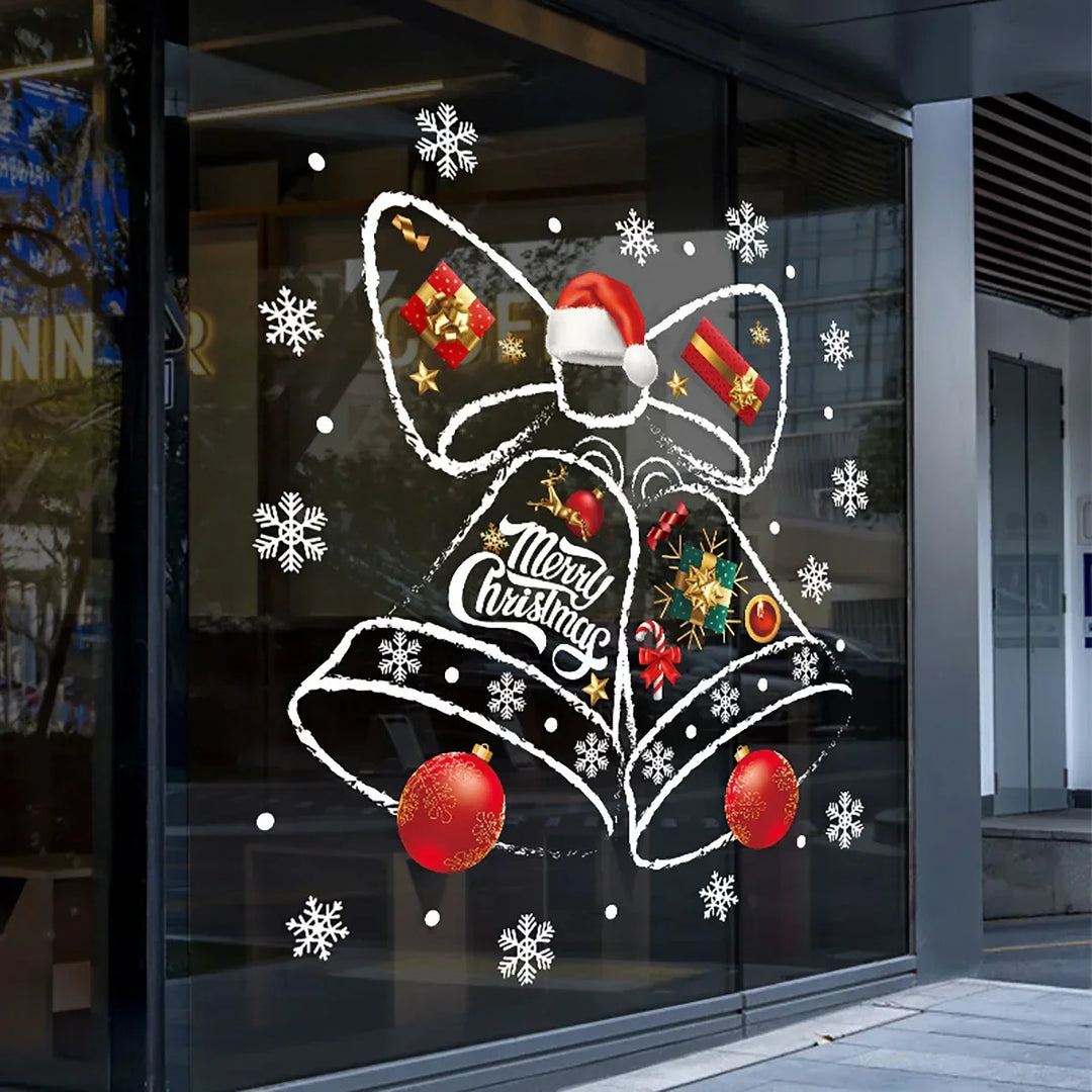 Skanto | WinterBell Julevindu Klistremerker – Gjenbrukbar PVC Vindusdekorasjon med festlig klokke design