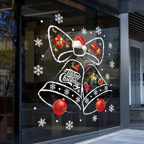 Skanto | WinterBell Julevindu Klistremerker – Gjenbrukbar PVC Vindusdekorasjon med festlig klokke design