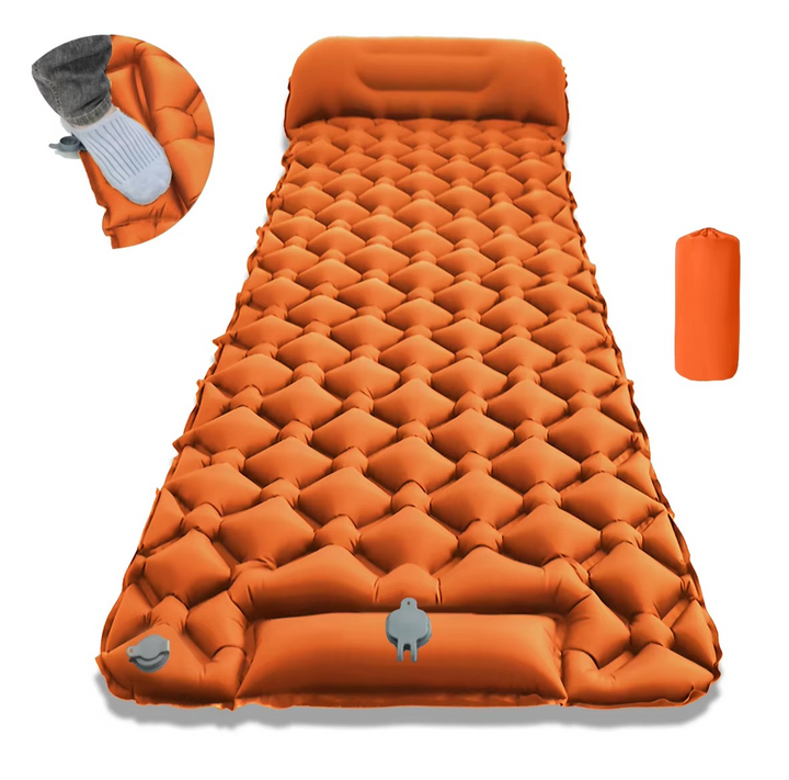 Skanto | Ultra-comfort oppblåsbar campingmadrass med integrert pute og pumpe