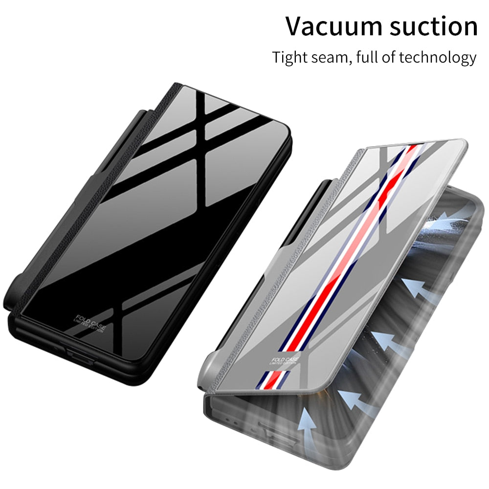 Norvo | Støtbestandig Rustningssak Glassdeksler Stativ Sett Inn Kort Lærsak for Samsung Galaxy Z Fold 5/4