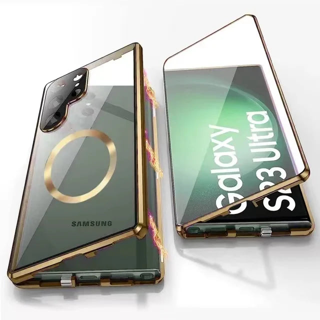 Skanto | Metall Aluminiumlegering 360-deksel med sikkerhetslukking for Samsung Galaxy S24-S23 Serie
