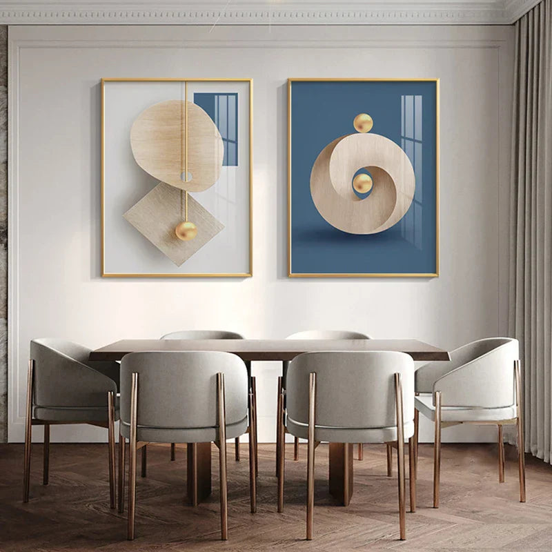 Modern Aesthetic Abstract Geometry Wall Art Fine Art Canvas Prints Posters Pictures For Modern Apartment Living Room Light Luxury Home Decor | Skanto