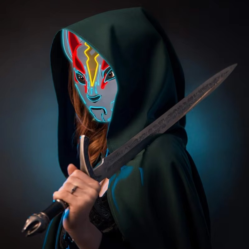 Skanto | Luminous LED Full Face Fox Maske for Halloween & Cosplay