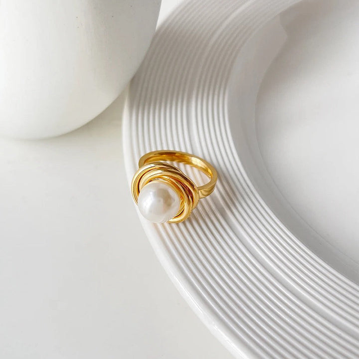 Skanto | 18k Klassisk Utsagn Dual Disc Perle Ring