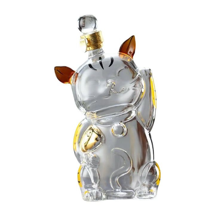 Skanto | Katformet Glass Dekanter Glassholder med Kork Flaskedekanter Drikkevarer Dispenser Karaffel 1000ml for Middagsfest Dekorasjon Gave