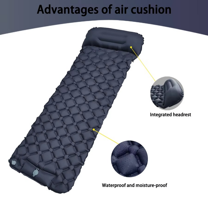 Skanto | Ultra-comfort oppblåsbar campingmadrass med integrert pute og pumpe