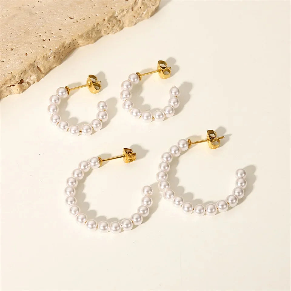Skanto | Elegant C Hoop Perle Øredobber