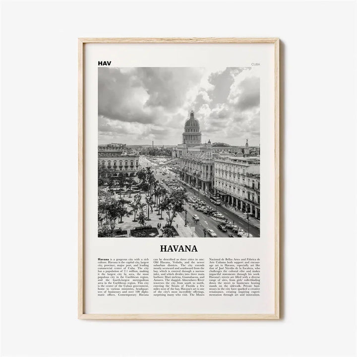 Cuba Havana Black & White Travel Poster Wall Art Fine Art Canvas Print Pictures For Living Room Dining Room | Skanto