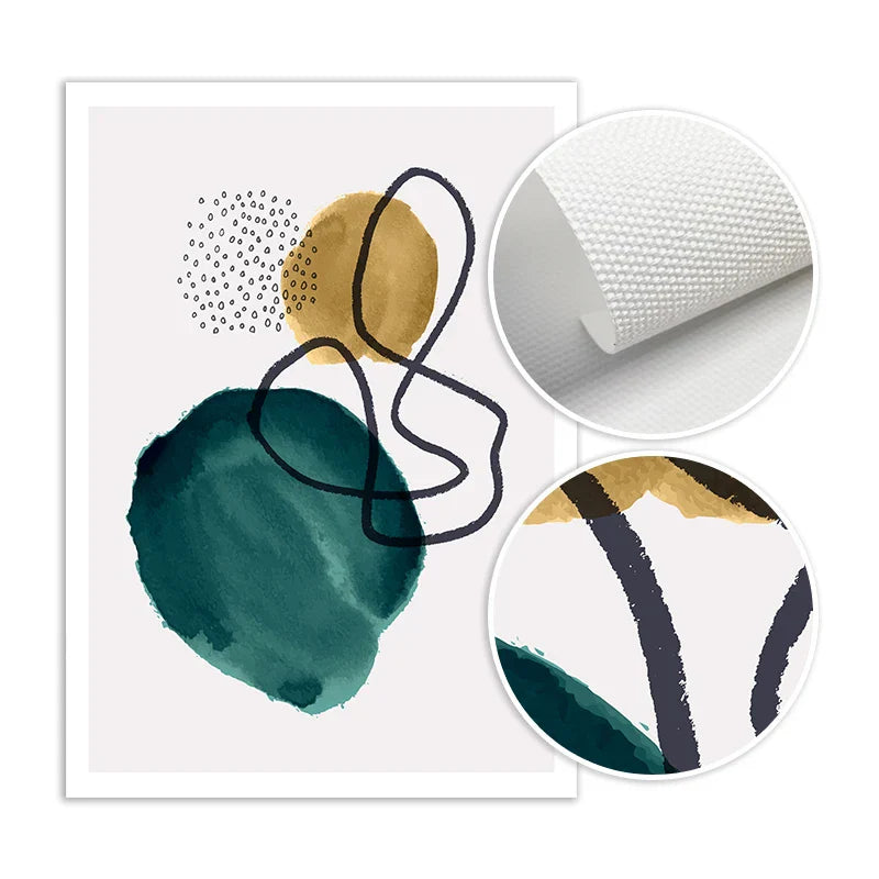 Green Yellow Black Abstract Shape & Line Minimalist Nordic Wall Art Fine Art Canvas Prints Pictures For Living Room Home Office Decor | Skanto