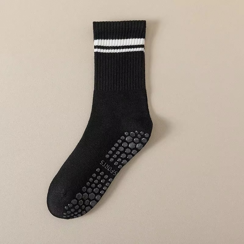 Skanto | Unisex Mid-Calf Stripete Yogasokker - Rutsje-frie, Svettsugende, Luktkontroll