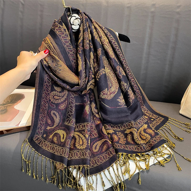 Skanto | Élégancea | Dame skjerf | Cashmere følelse | 70 × 190 cm | Luksus trykk & varm