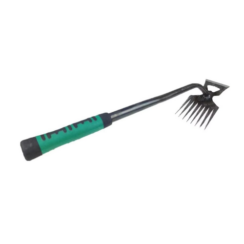 Skanto | Dual-Purpose 8-Tann Manganese Steel Hakkepinn med Halkefritt Gummihåndtak for Luking, Graves, og Jordløsning