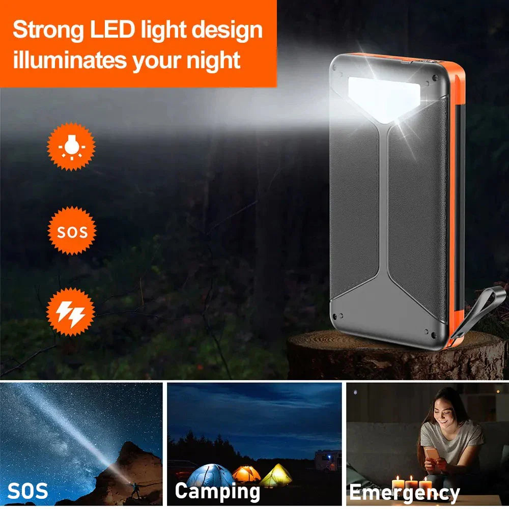 Norvo | Solkraftbank VoltMate Flip 15W | 10,000/20,000mAh | Trådløs Qi-lading | Solcellepanel sammenleggbar | Vanntett & Støtsikker