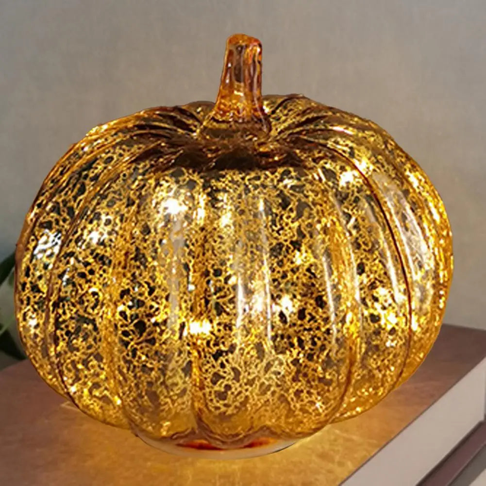 Skanto | Aurelia Glow Glass Pumpkin Decoration | Starry Sky Design | LED- og timerfunksjon | Høst & Halloween