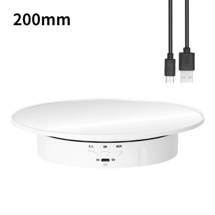 Skanto | Motorisert Roterende Speildisplaystativ - Tre Hastigheter, Platespillerholder, USB-strømforsyning for roterende skyting